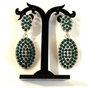 Green Rhinestone Drop Earrings
